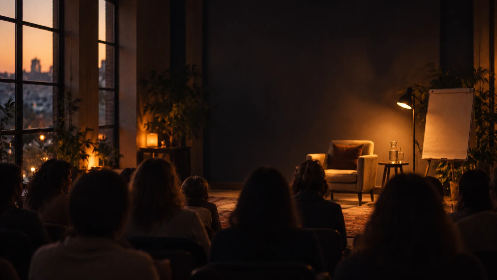 Workshop participant in warm light